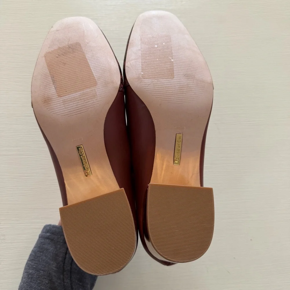 Louise et Cie Snakeskin Leather‎ Block Heel Loafers Size 9 Burgundy Brown
